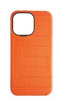 Matte Orange Strapless Embossed Crocodile Case