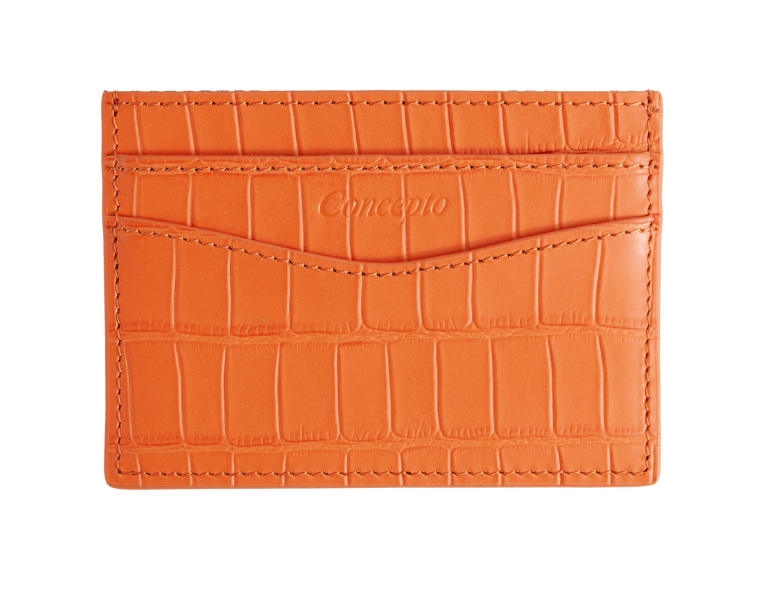 Embossed Orange Crocodile Cardholder
