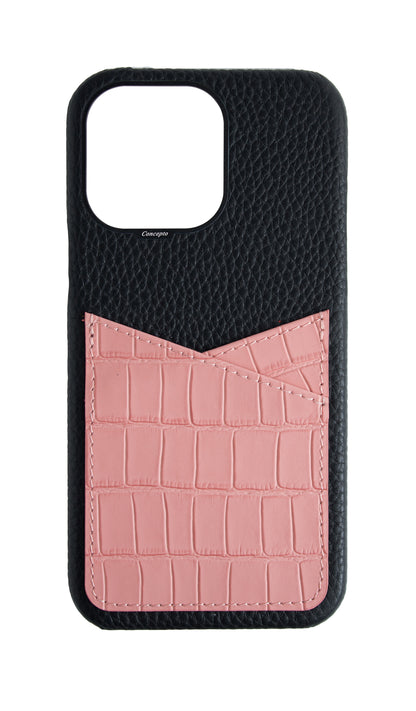 Matte Pink Embossed Pocket Crocodile Case
