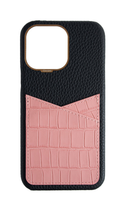 Matte Pink Embossed Pocket Crocodile Case