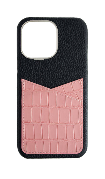Matte Pink Embossed Pocket Crocodile Case