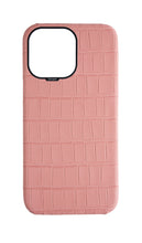 Matte Pink Strapless Embossed Crocodile Case