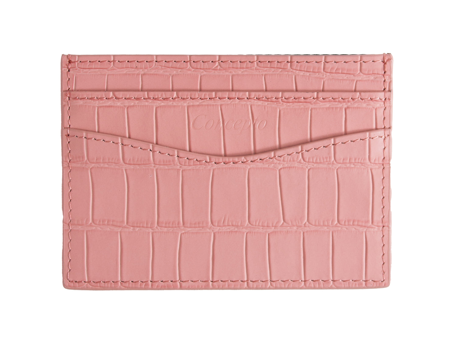 Embossed Pink Crocodile Cardholder