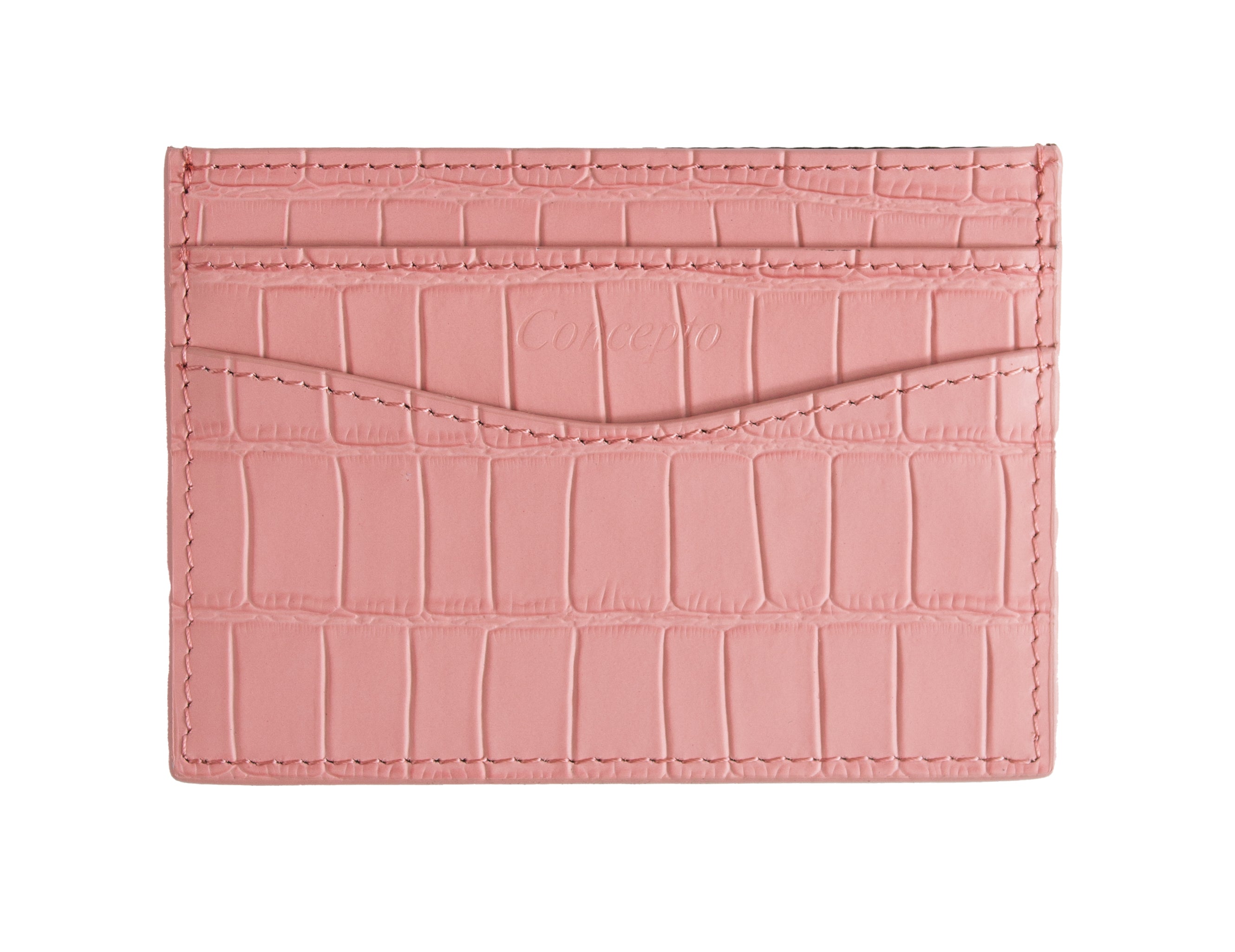 Embossed Pink Crocodile Cardholder