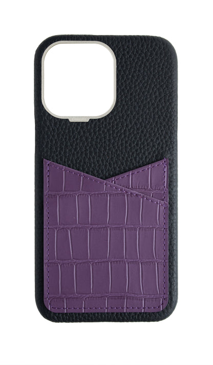 Matte Purple Embossed Pocket Crocodile Case