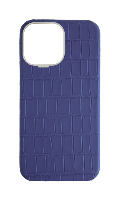 Matte Blue Strapless Embossed Crocodile Case