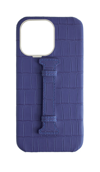 Matte Blue Embossed Crocodile Case