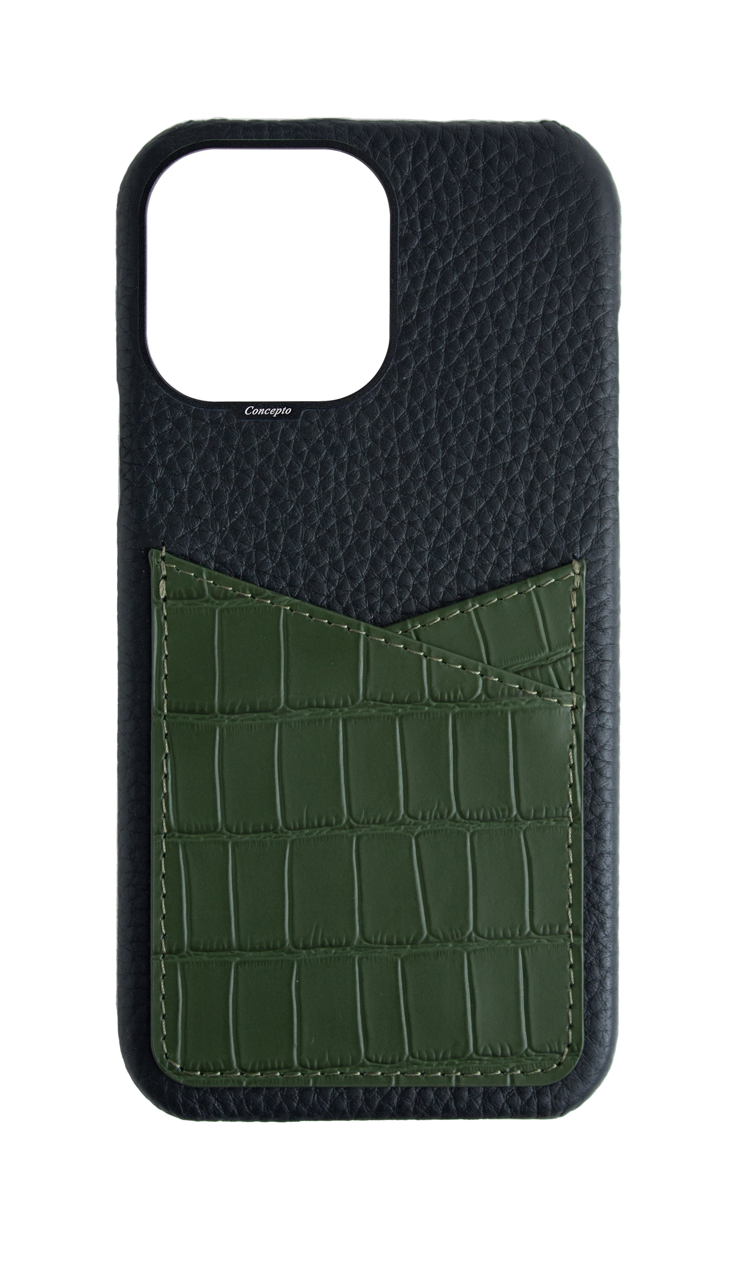 Matte Midnight Green Embossed Pocket Crocodile Case