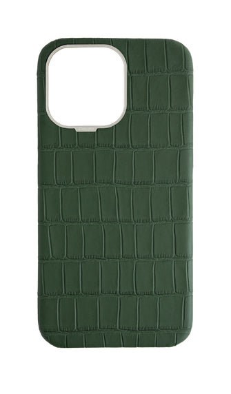 Matte Midnight Green Strapless Embossed Crocodile Case