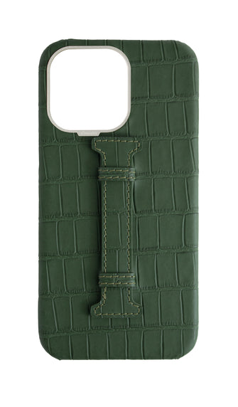 Matte Midnight Green Embossed Crocodile Case