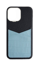 Matte Light Blue Embossed Pocket Crocodile Case