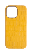 Matte Yellow Strapless Embossed Crocodile Case