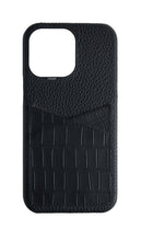 Matte Black Embossed Pocket Crocodile Case