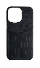 Matte Black Embossed Pocket Crocodile Case