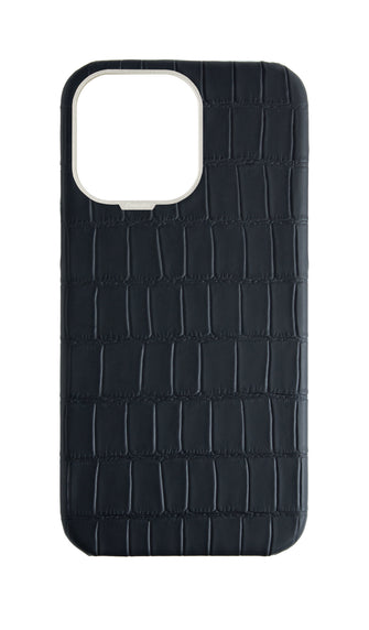 Matte Black Strapless Embossed Crocodile Case