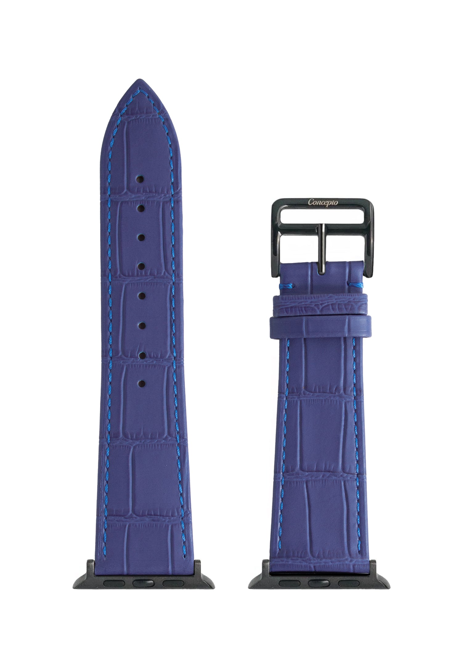 Matte Blue Embossed Crocodile Strap