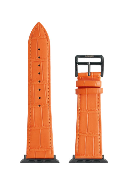 Matte Orange Embossed Crocodile Strap