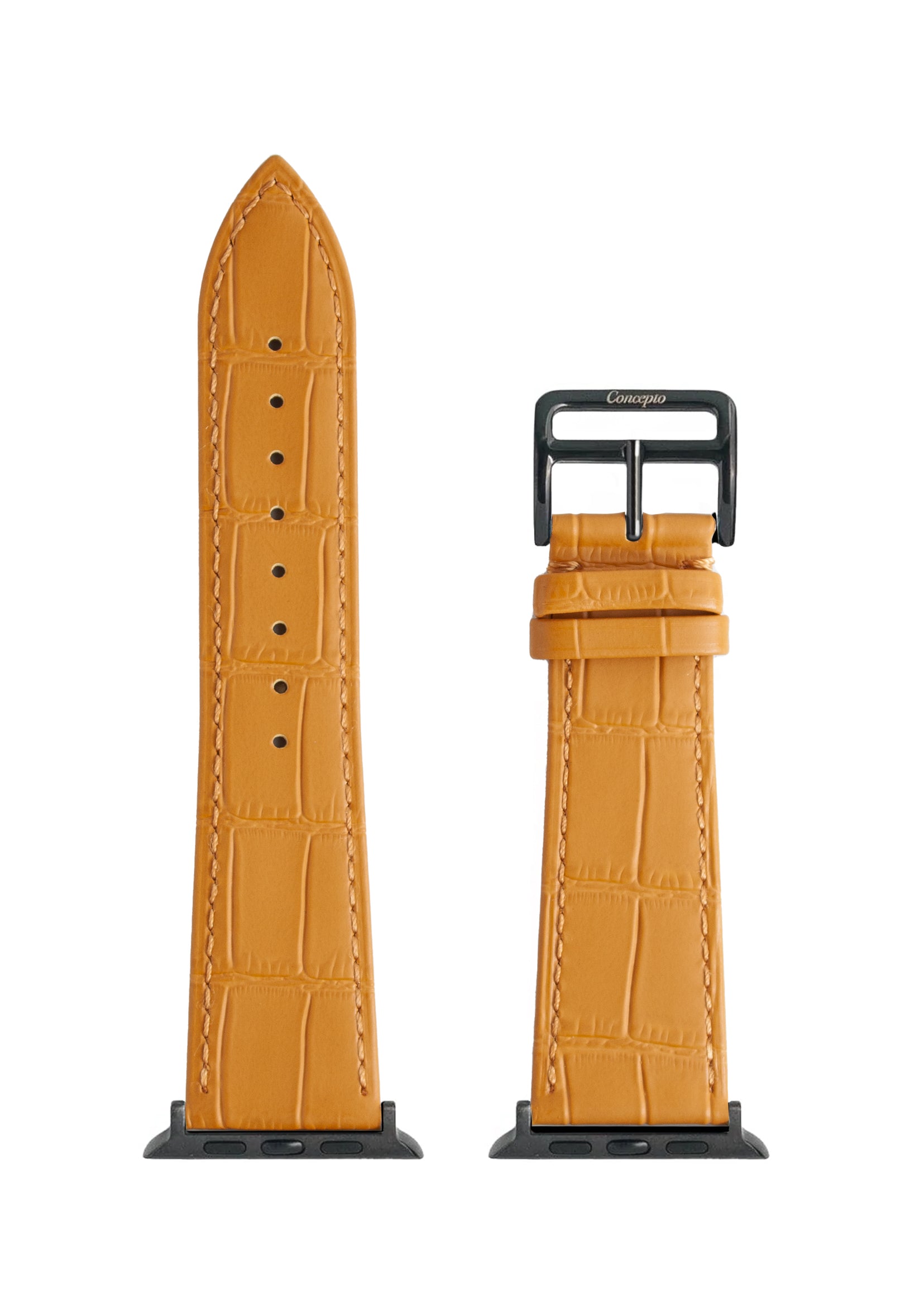 Matte Mustard Embossed Crocodile Strap