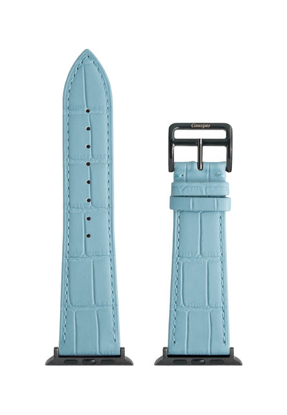 Matte Light Blue Embossed Crocodile Strap