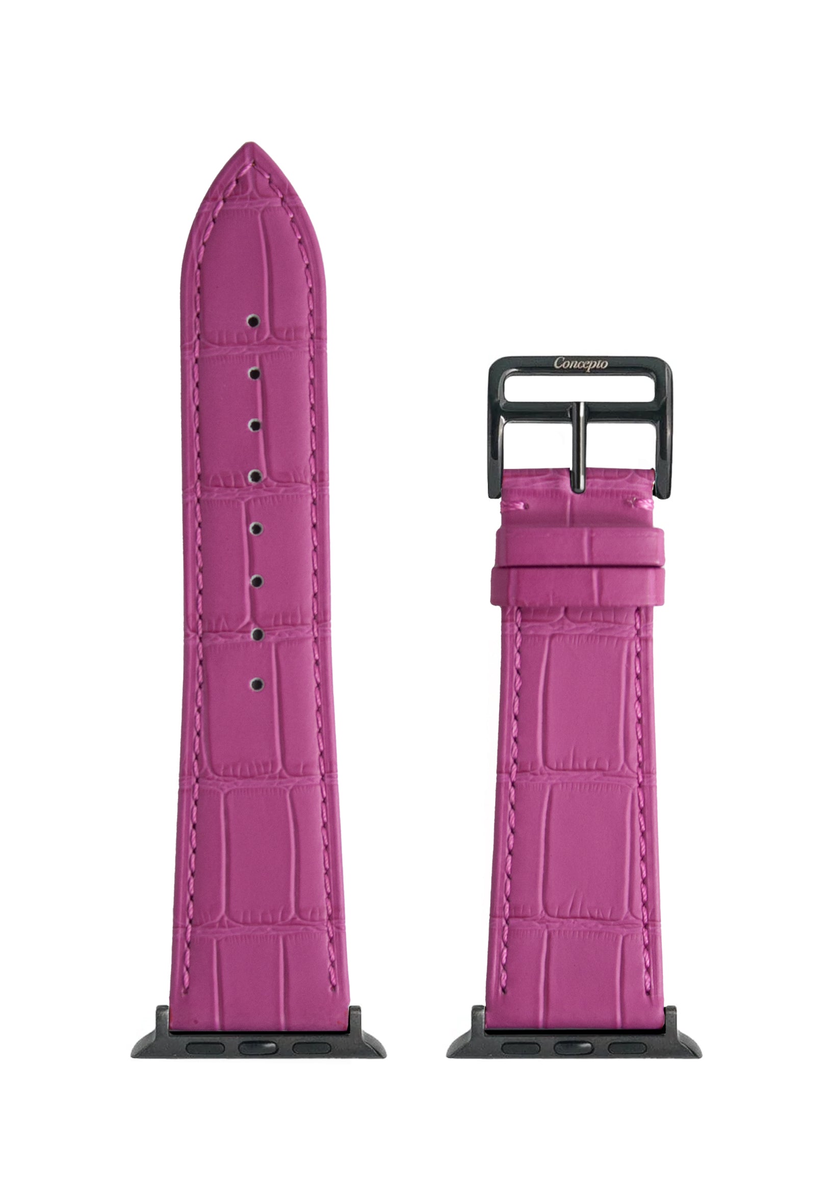 Matte Fuchsia Embossed Crocodile Strap
