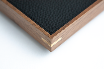 Small Rectangle Walnut Wood x Black Leather Tray