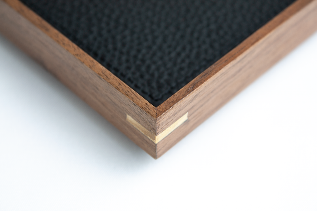 Medium Square Walnut Wood x Black Leather Tray