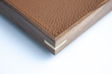 Medium Square Walnut Wood x Brown Leather Tray