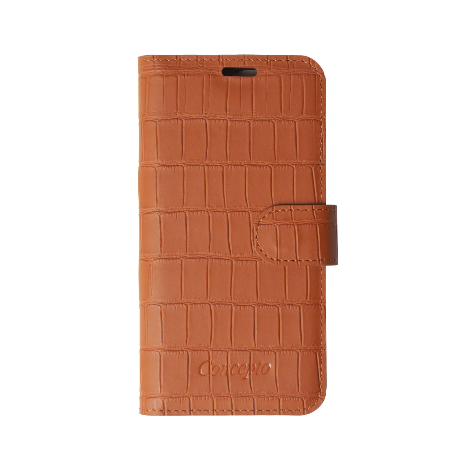 Matte Camel Brown Embossed Flip Crocodile Case