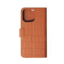 Matte Camel Brown Embossed Flip Crocodile Case