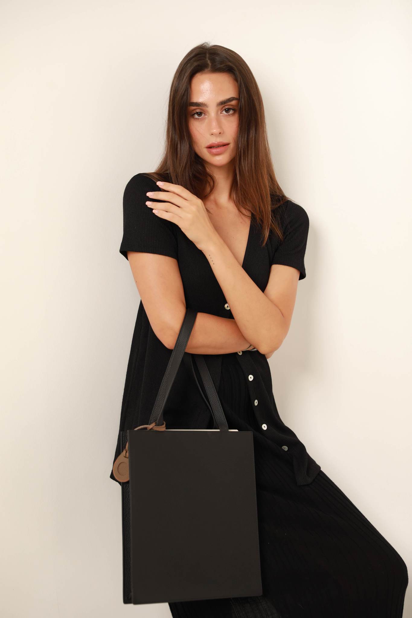 Black Slim Tote Bag