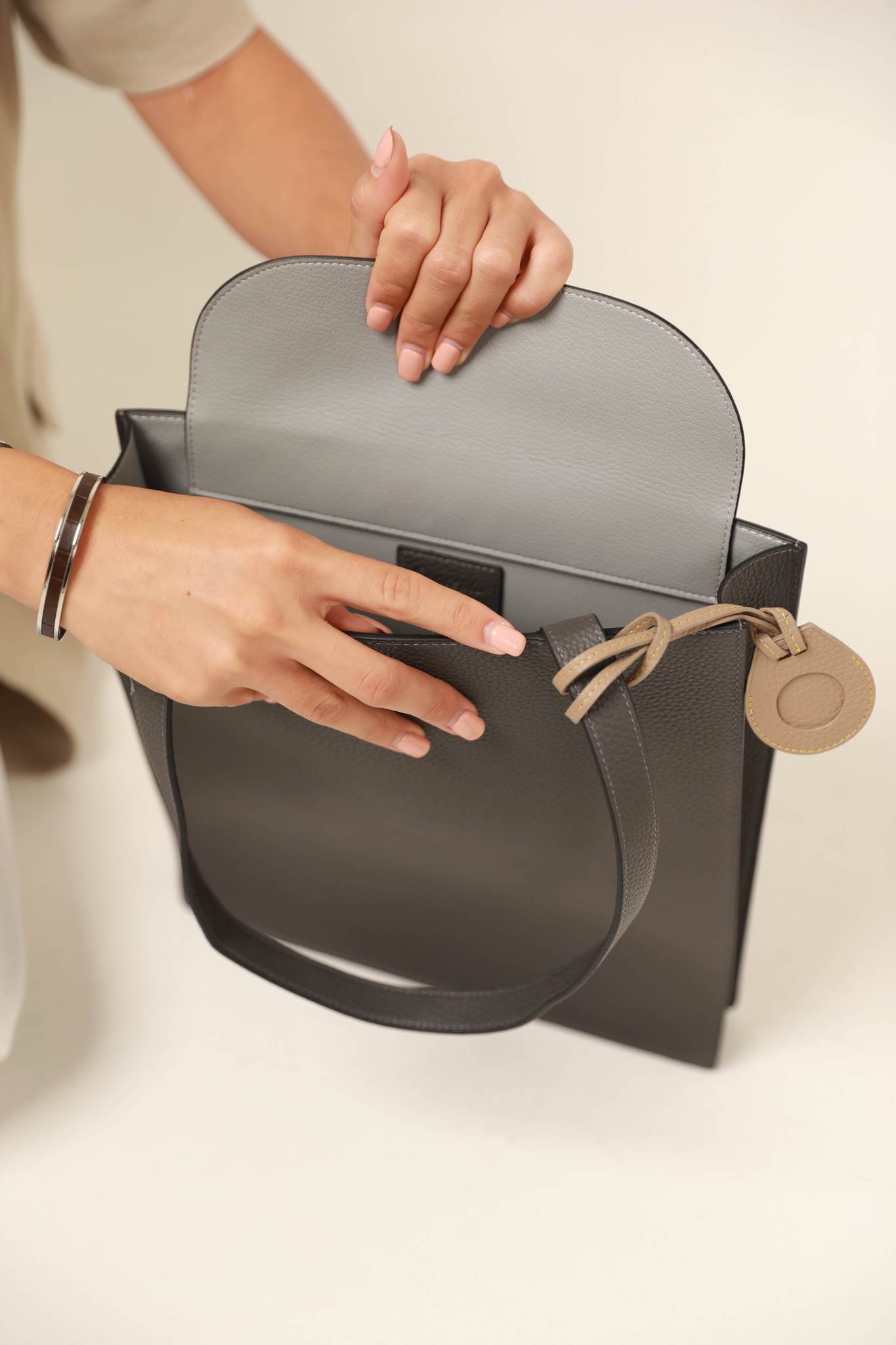 Ash Grey Slim Tote Bag