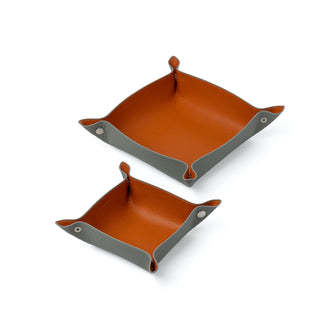 Grey / Orange Leather Tray