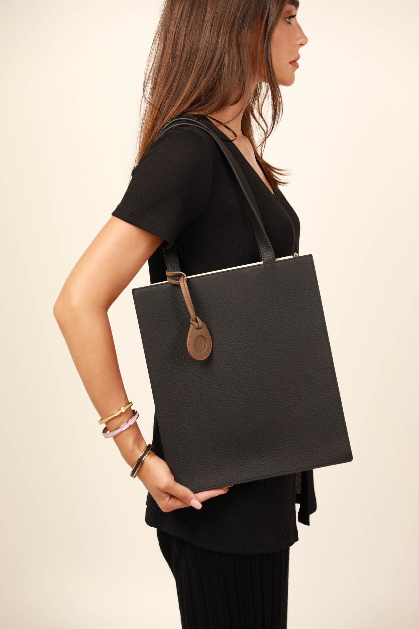 Black Slim Tote Bag