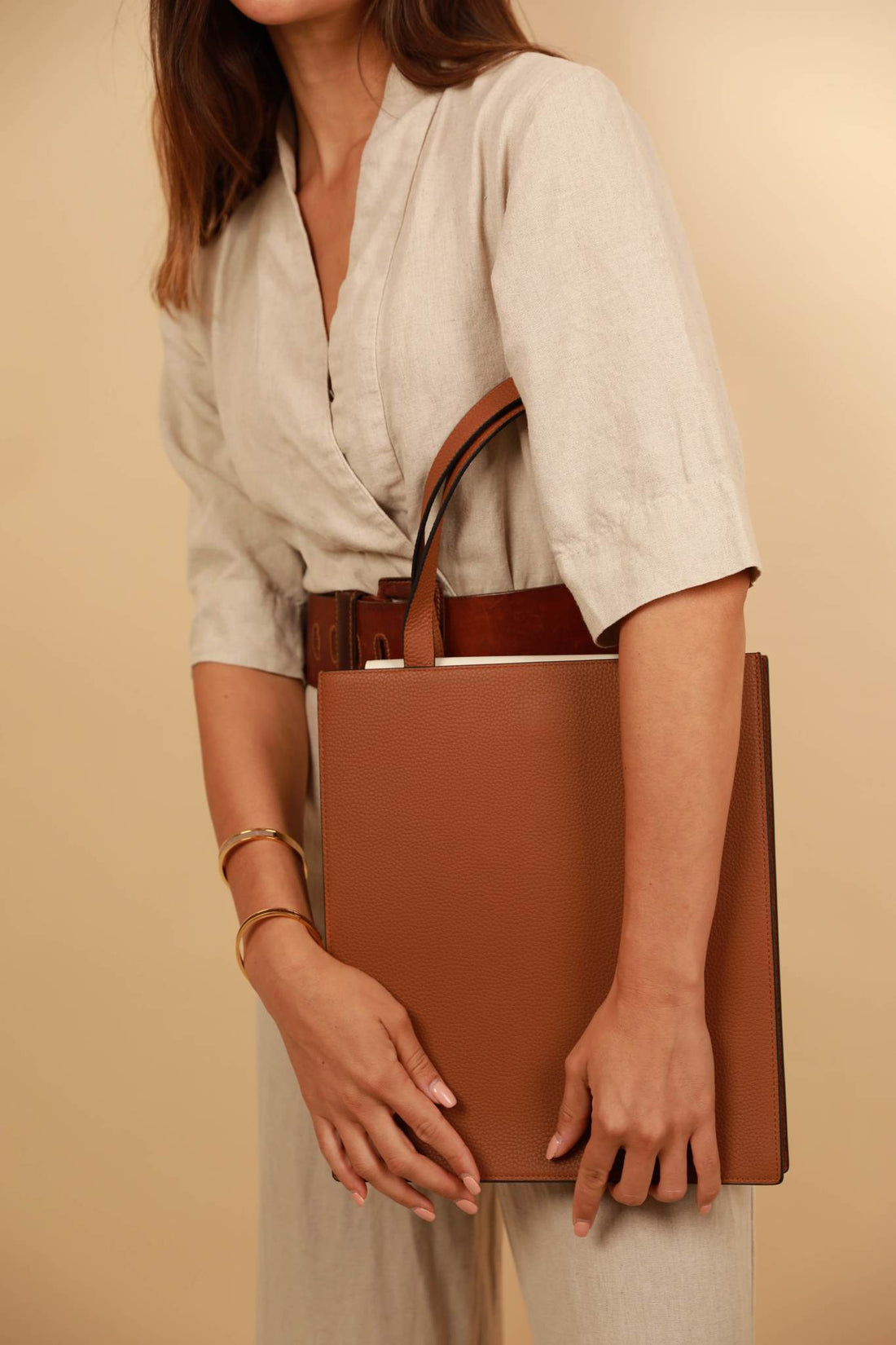Brown Slim Tote Bag