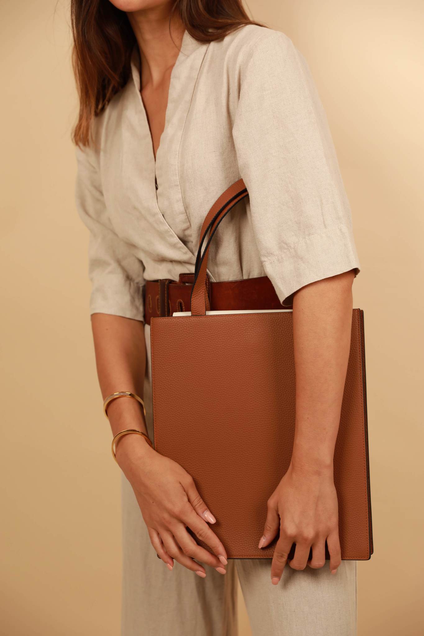 Brown Slim Tote Bag