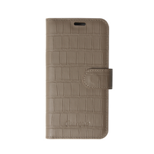 Matte Dark Taupe Embossed Flip Crocodile Case