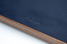 Large Rectangle Walnut Wood x Navy Leather Tray