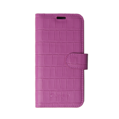 Matte Fuchsia Pink Embossed Flip Crocodile Case