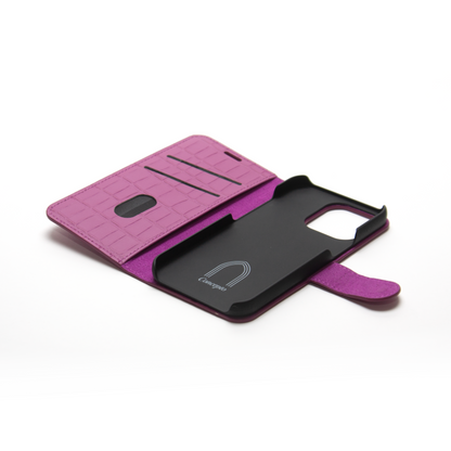 Matte Fuchsia Pink Embossed Flip Crocodile Case