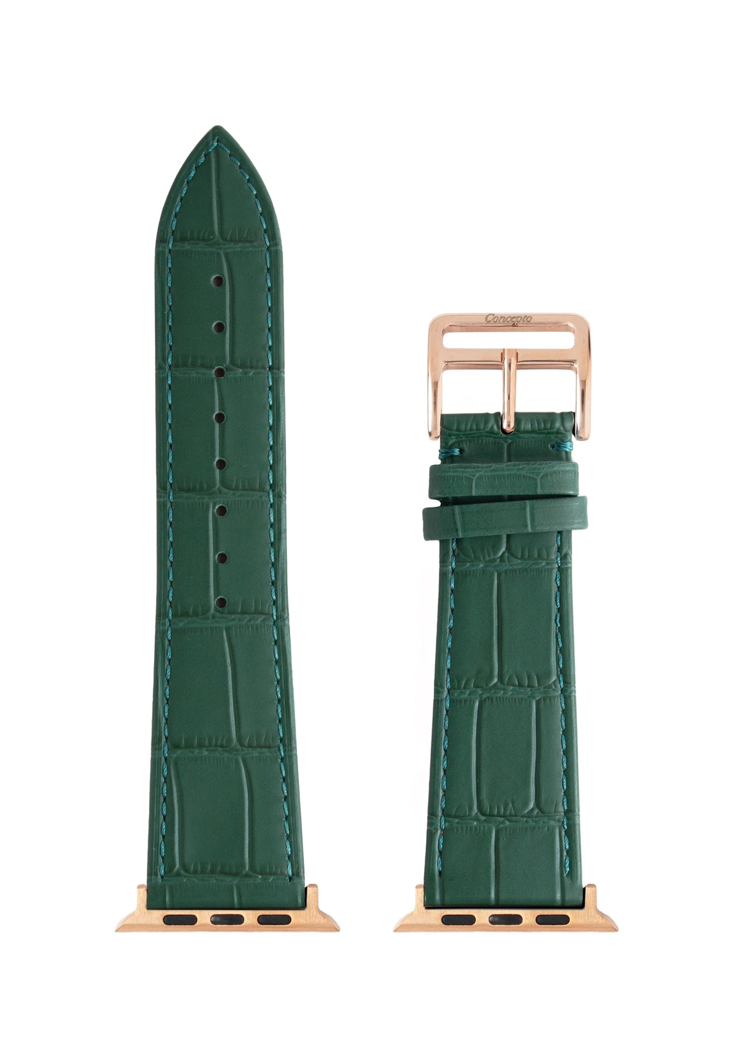 Matte Royal Green Embossed Crocodile Strap
