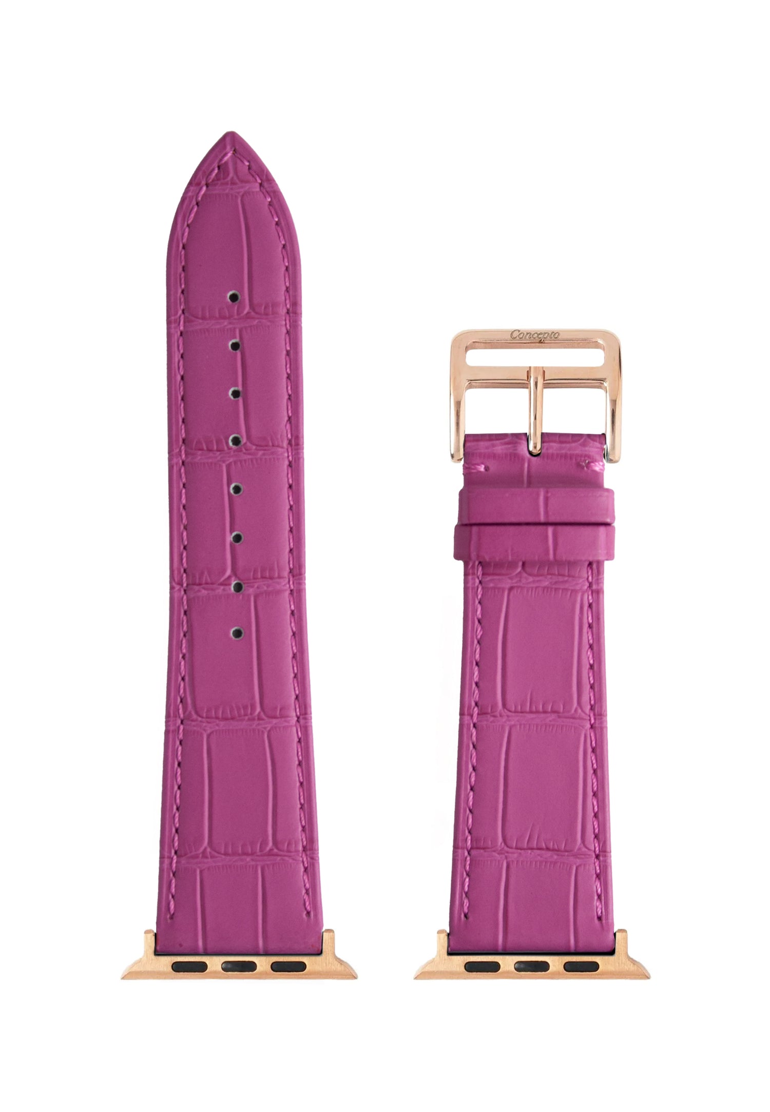 Matte Fuchsia Embossed Crocodile Strap