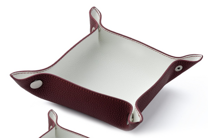 White / Maroon Leather Tray