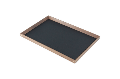 Large Rectangle Walnut Wood x Black Leather Tray