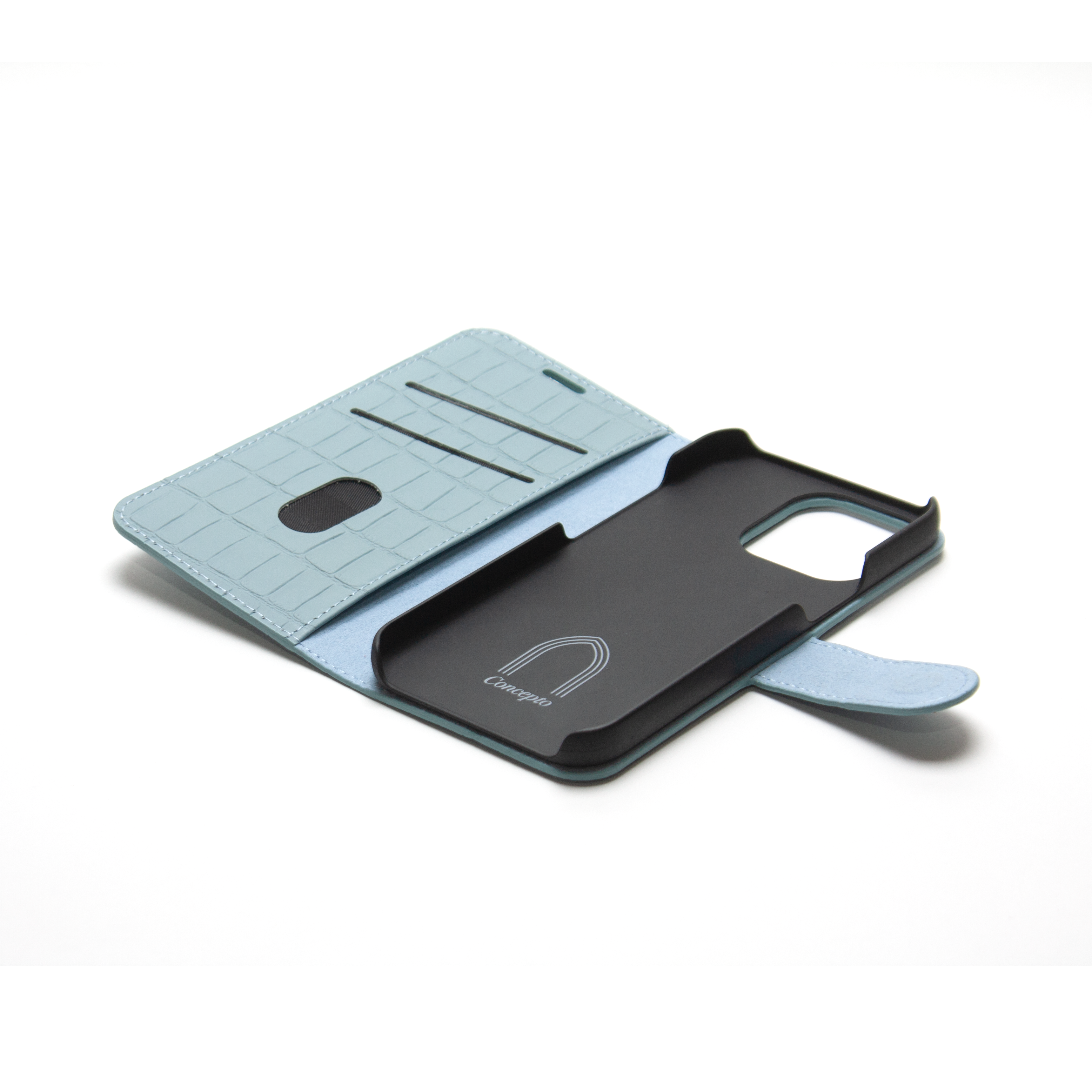 Matte Light Blue Embossed Flip Crocodile Case