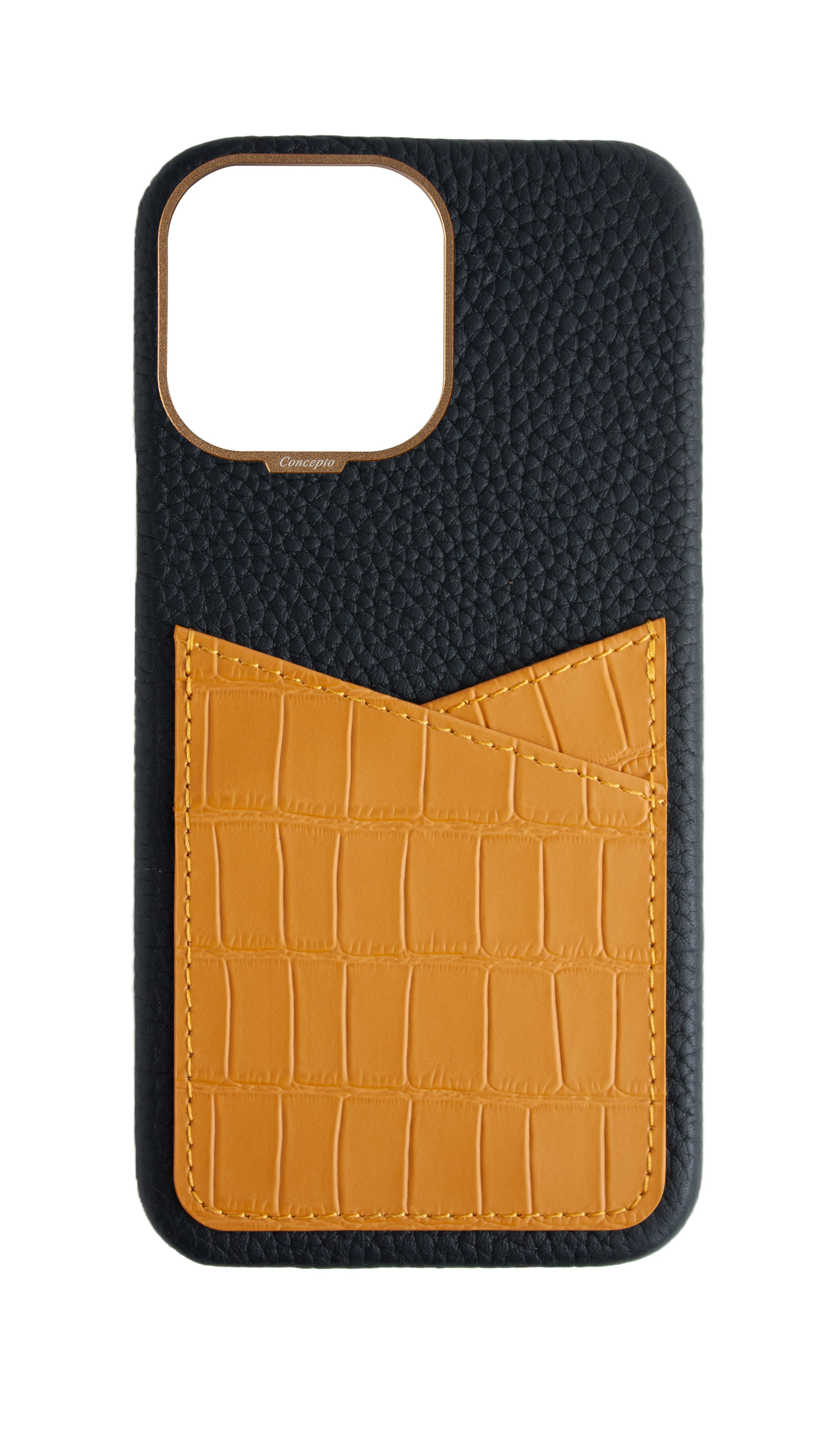 Matte Mustard Embossed Pocket Crocodile Case