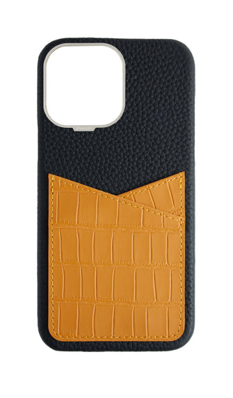 Matte Mustard Embossed Pocket Crocodile Case