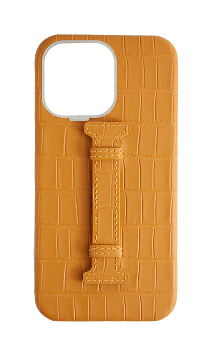 Matte Mustard Embossed Crocodile Case