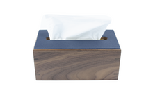 Walnut Wood x Navy Leather Tissue Box