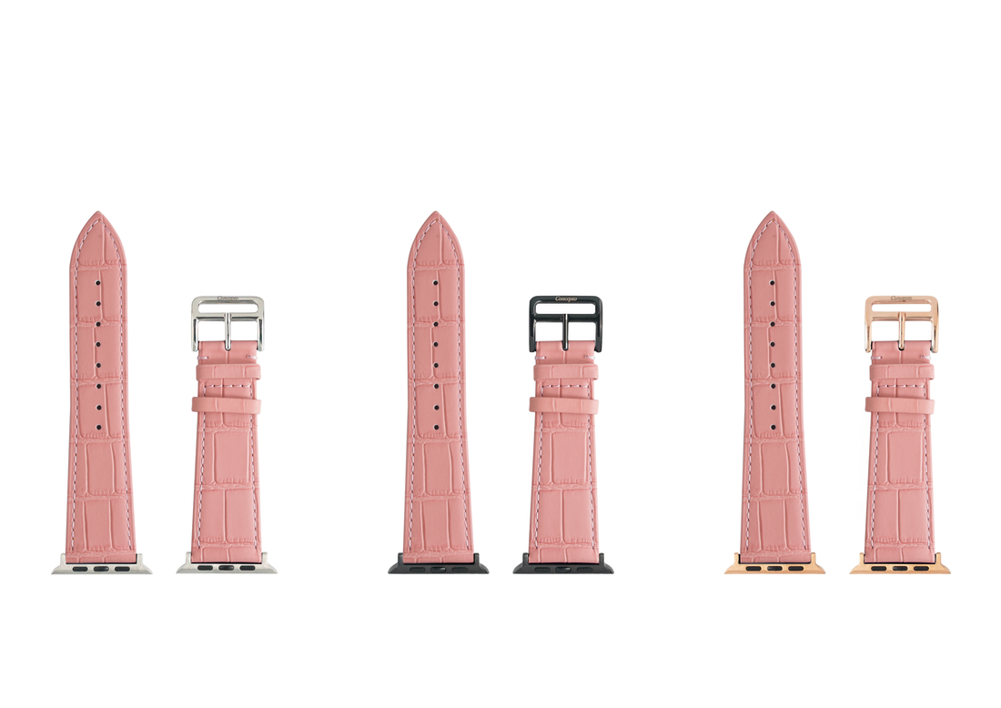 Matte Pink Embossed Crocodile Strap