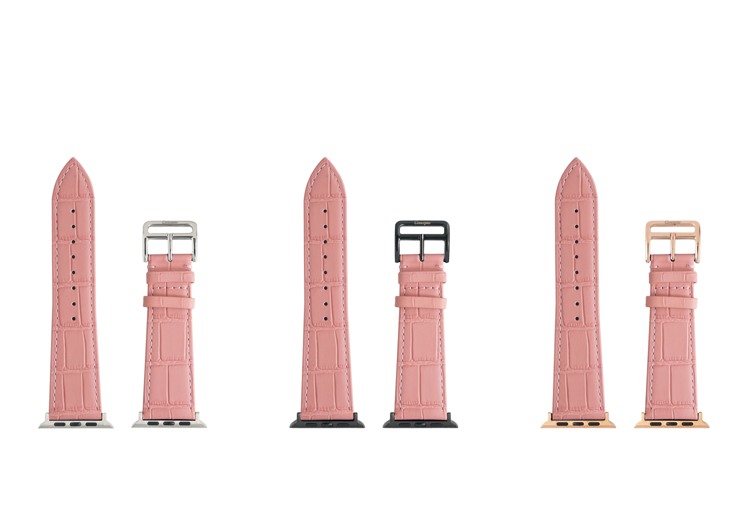 Matte Pink Embossed Crocodile Strap